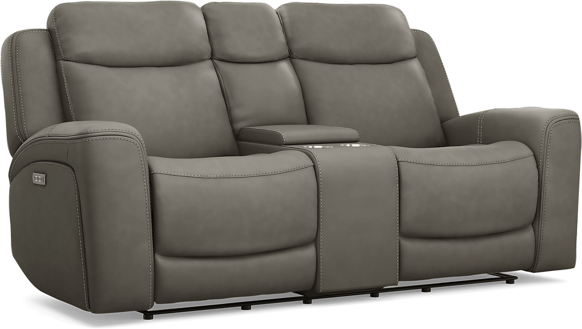 Drew & Jonathan Davidson Dark Gray Leather Dual Power Reclining ...