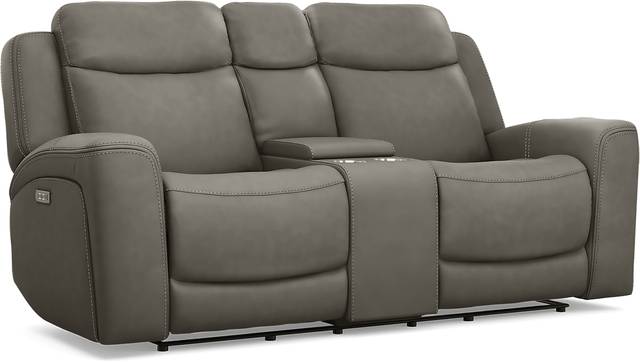 Davidson Dark Gray Leather 7 Pc Dual Power Reclining Living Room - Thumbnail - Image 9