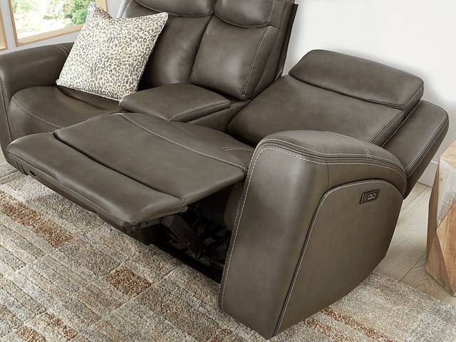 Davidson Dark Gray Leather 7 Pc Dual Power Reclining Living Room - Thumbnail - Image 11
