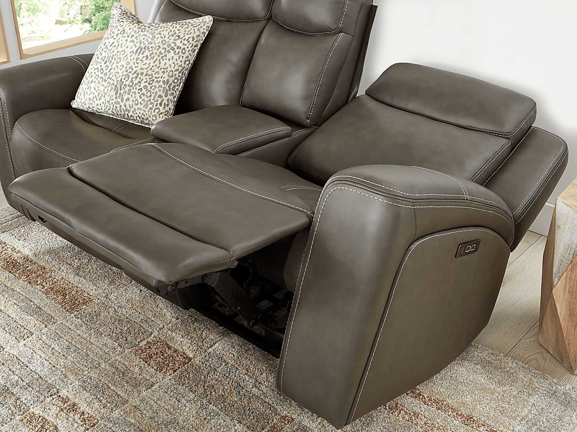 Davidson Dark Gray Leather 5 Pc Dual Power Reclining Living Room - Image 11