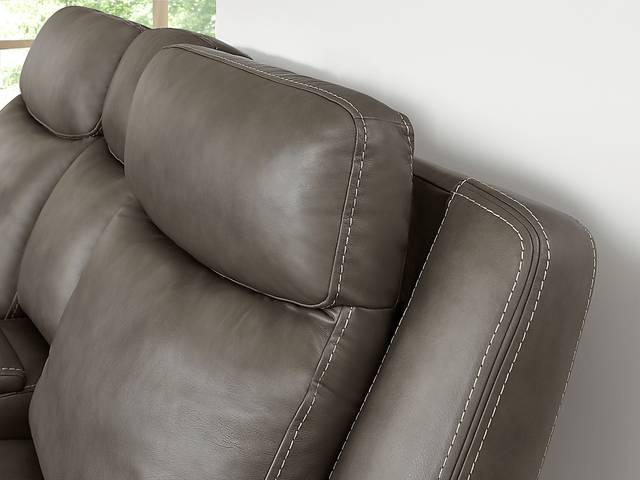 Davidson Dark Gray Leather 7 Pc Dual Power Reclining Living Room - Thumbnail - Image 12