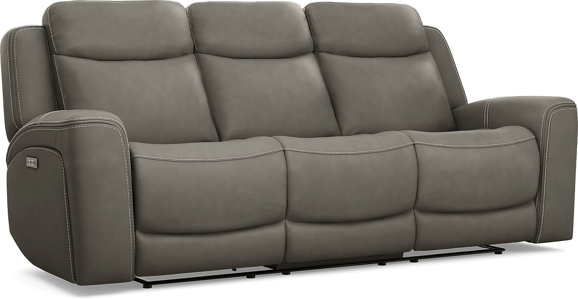 Davidson Dark Gray Leather Dual Power Reclining Sofa - Image 3