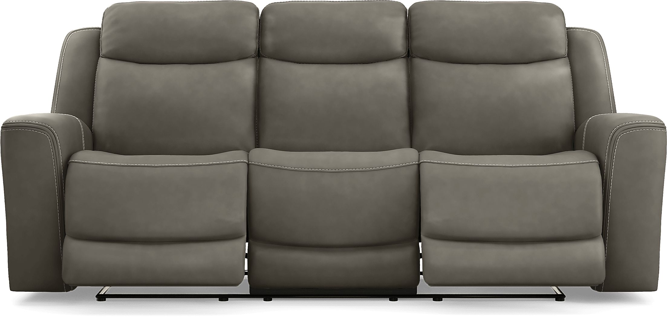 Davidson Dark Gray Leather Dual Power Reclining Sofa