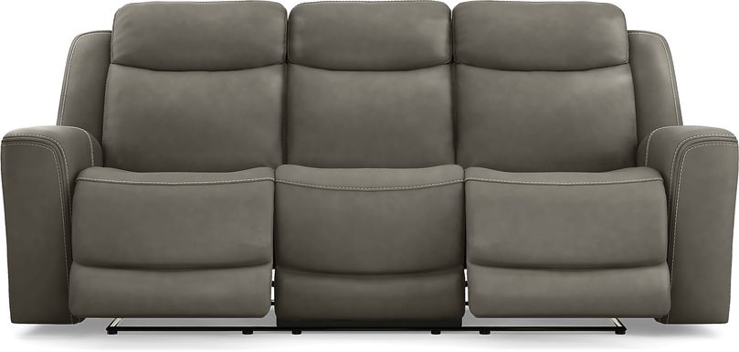 Davidson Dark Gray Leather Dual Power Reclining Sofa