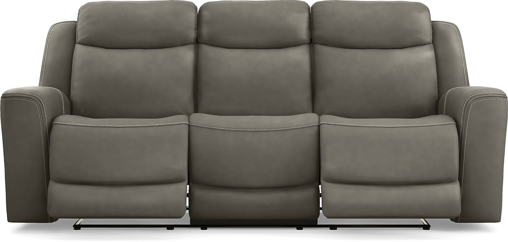 Davidson Dark Gray Leather Dual Power Reclining Sofa - Image 1