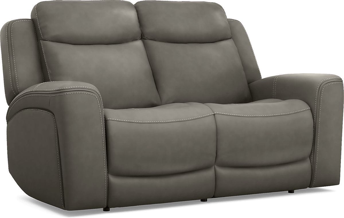 Drew & Jonathan Davidson 2 Pc Dark Gray Leather Dual Power Reclining ...
