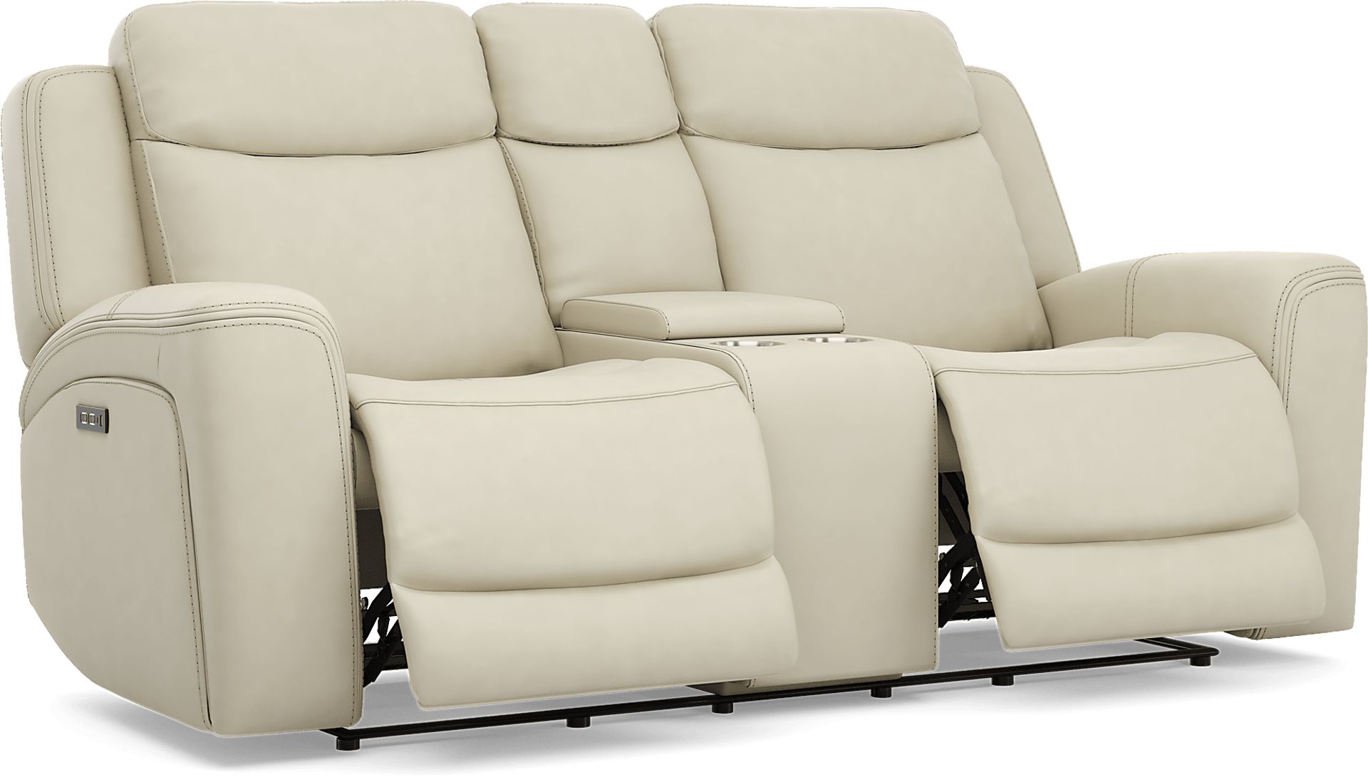Davidson Platinum Leather Dual Power Reclining Console Loveseat - Image 2