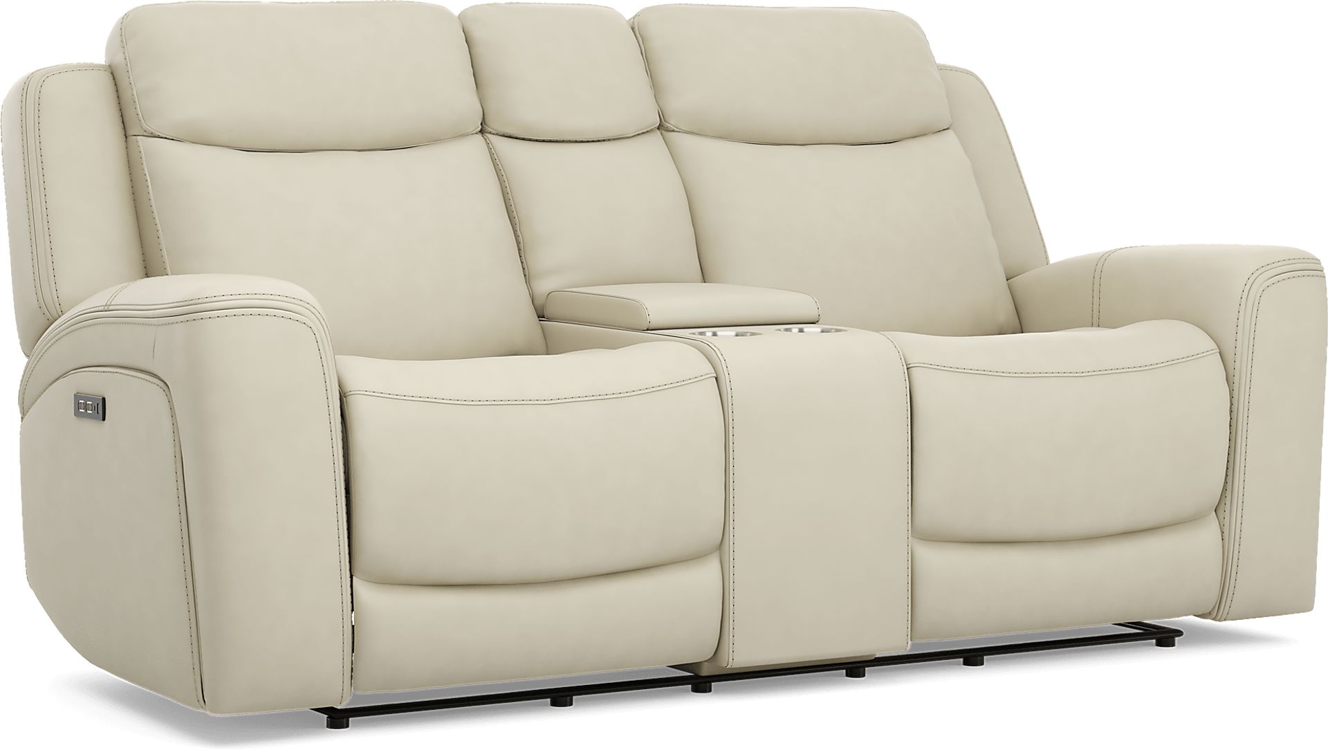 Davidson Platinum Leather Dual Power Reclining Console Loveseat - Image 5