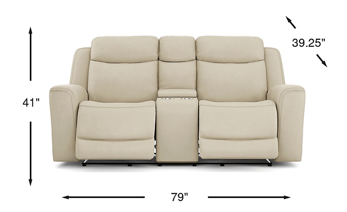 Drew & Jonathan Davidson Platinum Beige Leather Dual Power Reclining ...