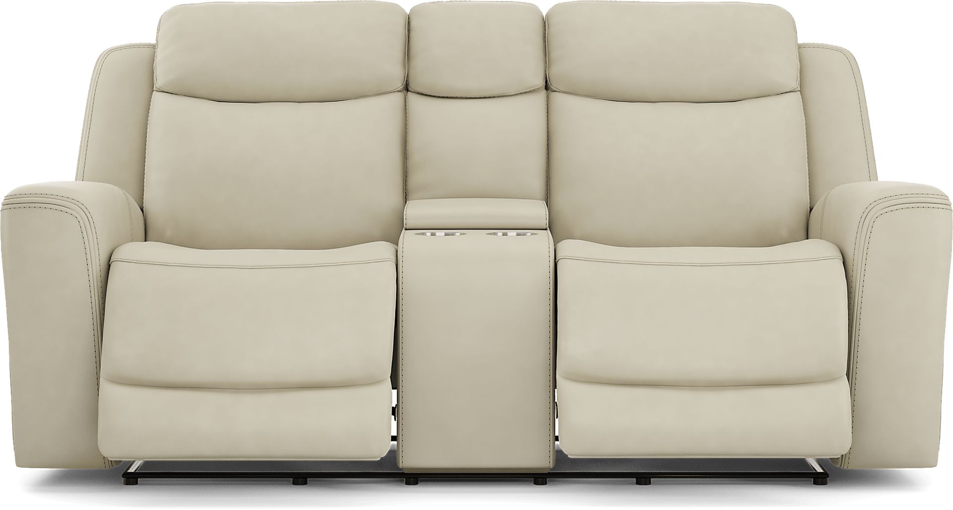 Davidson Platinum Leather Dual Power Reclining Console Loveseat - Image 1