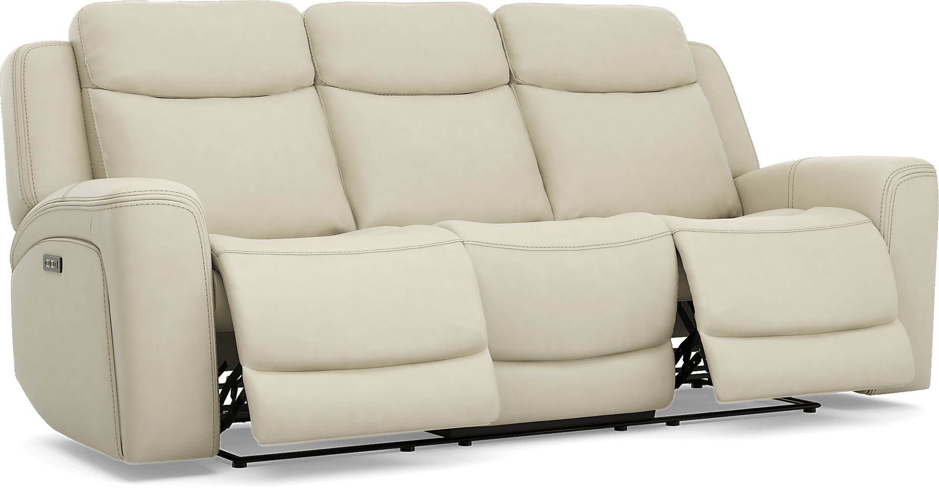 Davidson Platinum Leather Dual Power Reclining Sofa - Image 4