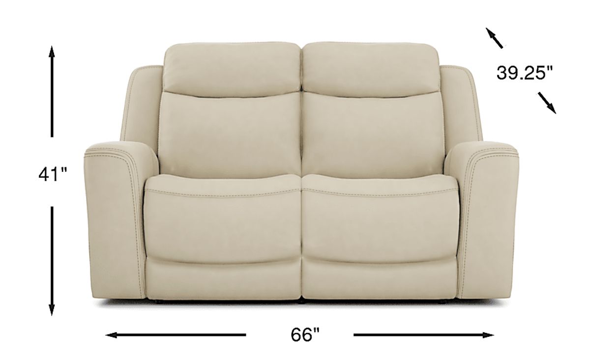 Drew & Jonathan Davidson Platinum Beige Leather Stationary Loveseat ...