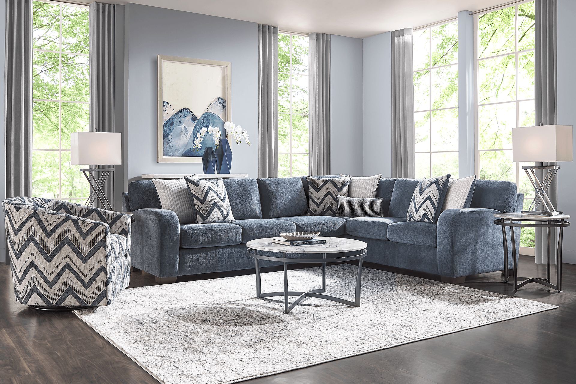 Davilla Blue 2 Pc Sectional - Image 2