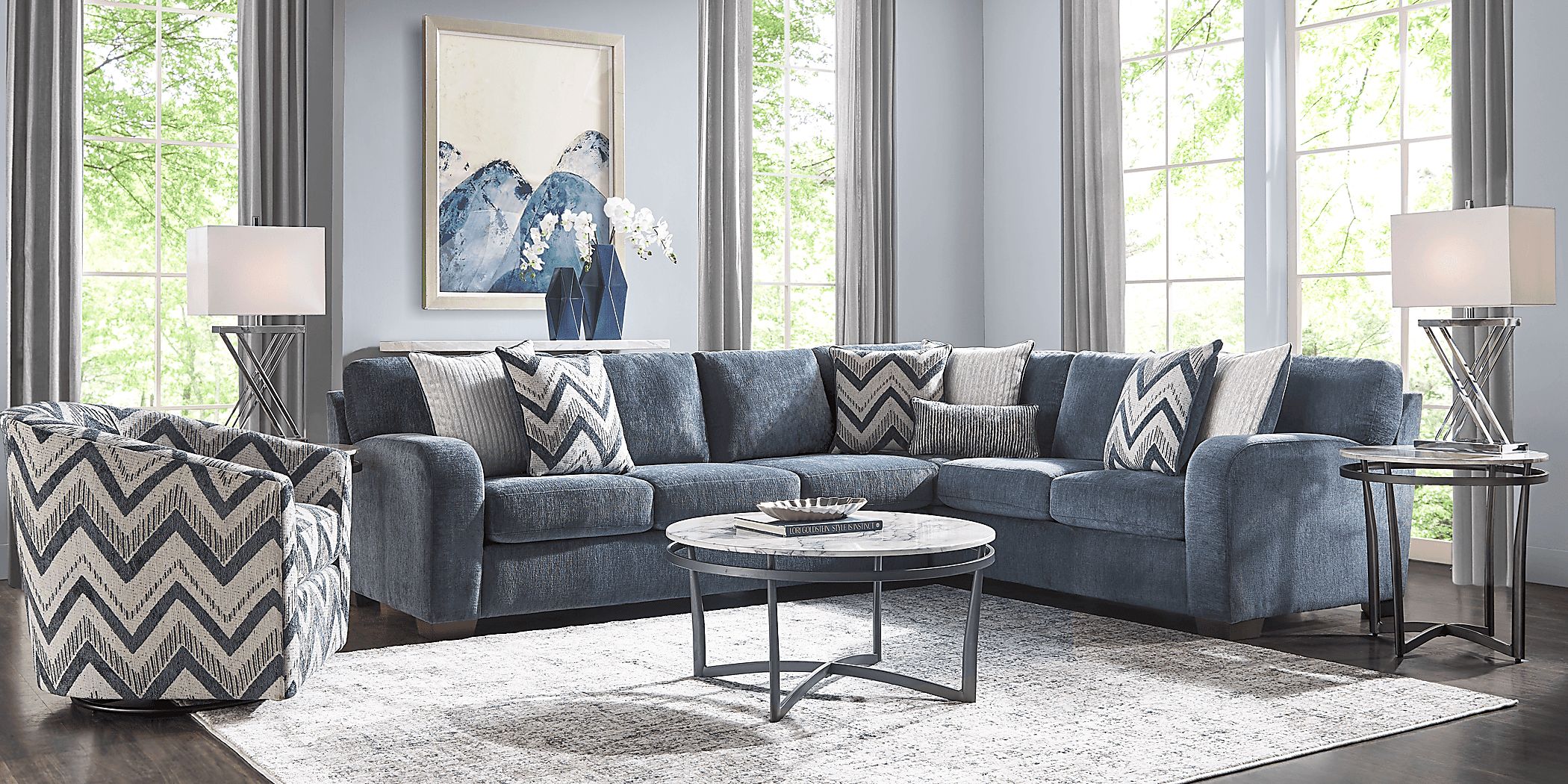 Davilla Blue 2 Pc Sectional Rooms To Go