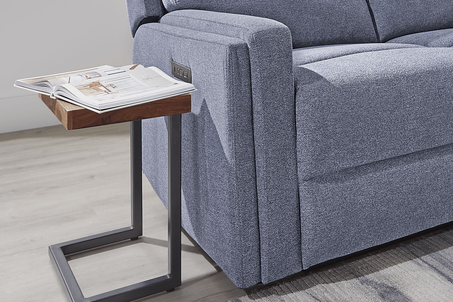 Davis Bay Blue Dual Power Reclining Sofa - Image 3