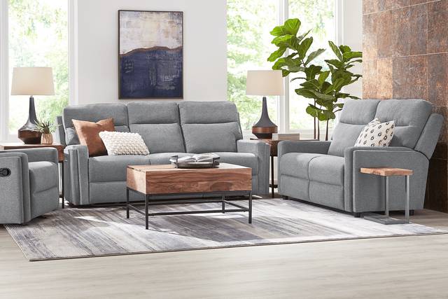 Davis Bay Gray 5 Pc Living Room with Reclining Sofa - Thumbnail - Image 1
