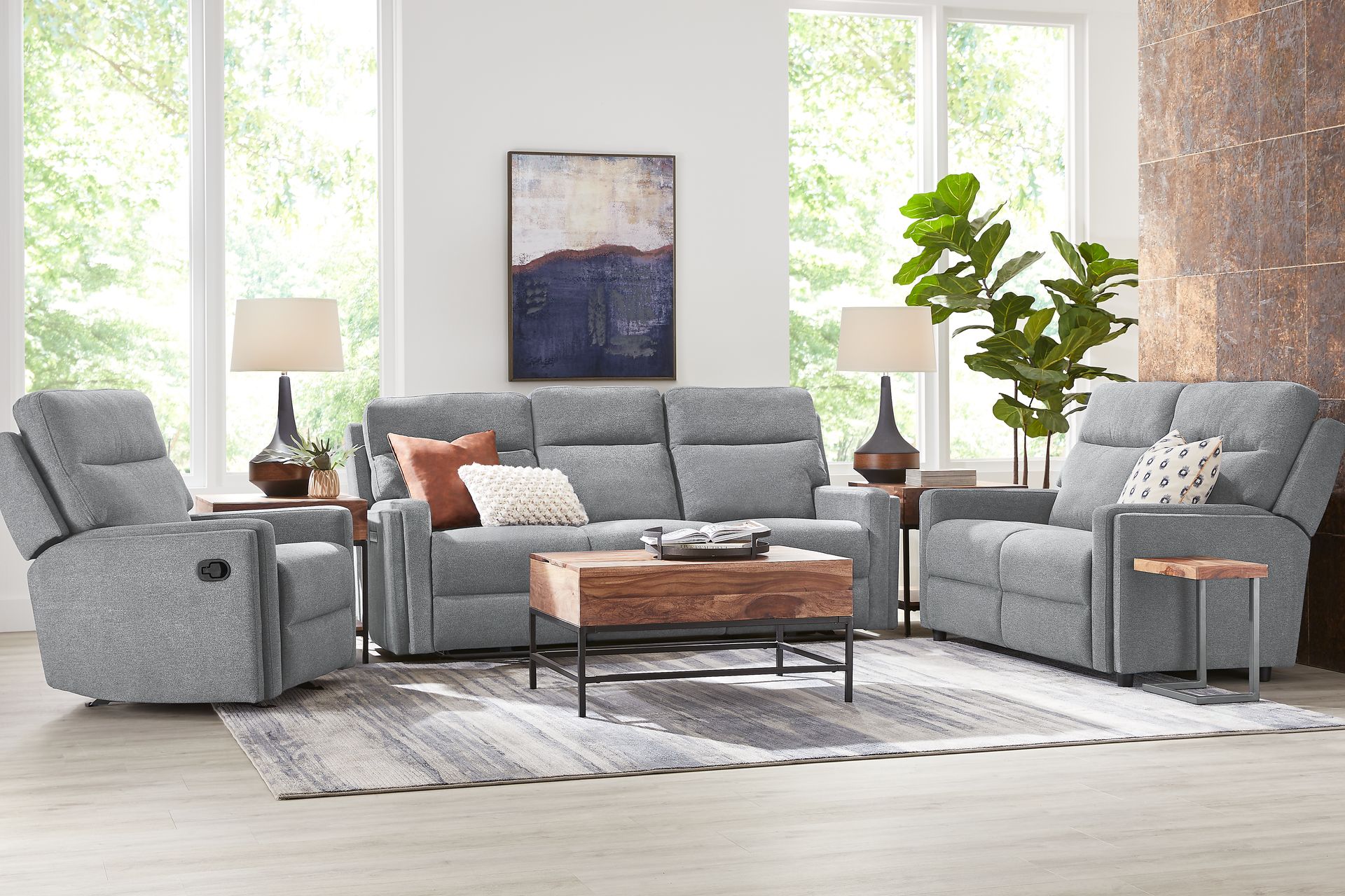 Davis Bay Gray 8 Pc Living Room with Reclining Sofa - Image 1
