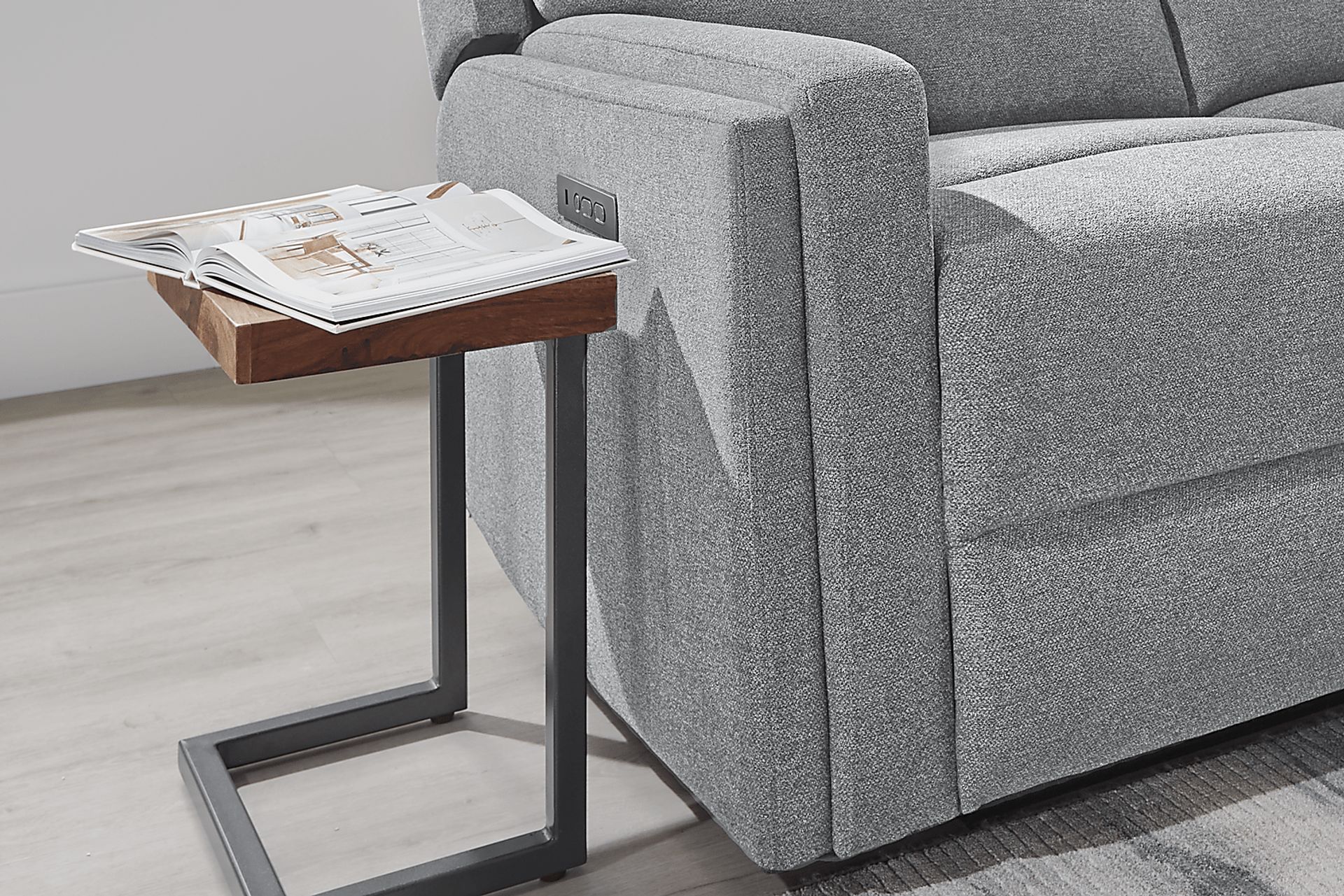 Davis Bay Gray 5 Pc Living Room with Dual Power Reclining Sofa - Image 5