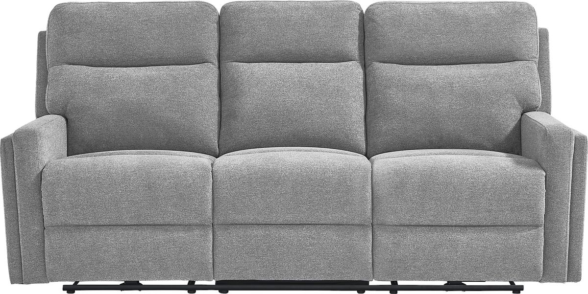 Davis Bay Gray Microfiber Dual Power Reclining Sofa Rooms to Go