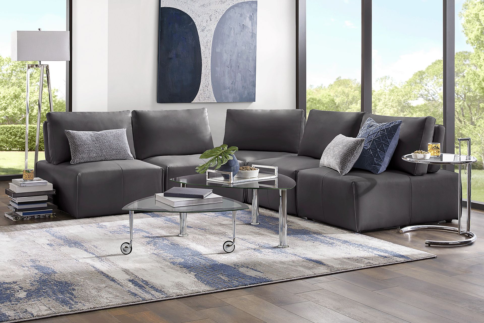Davis Park Black 5 Pc Sectional - Image 2