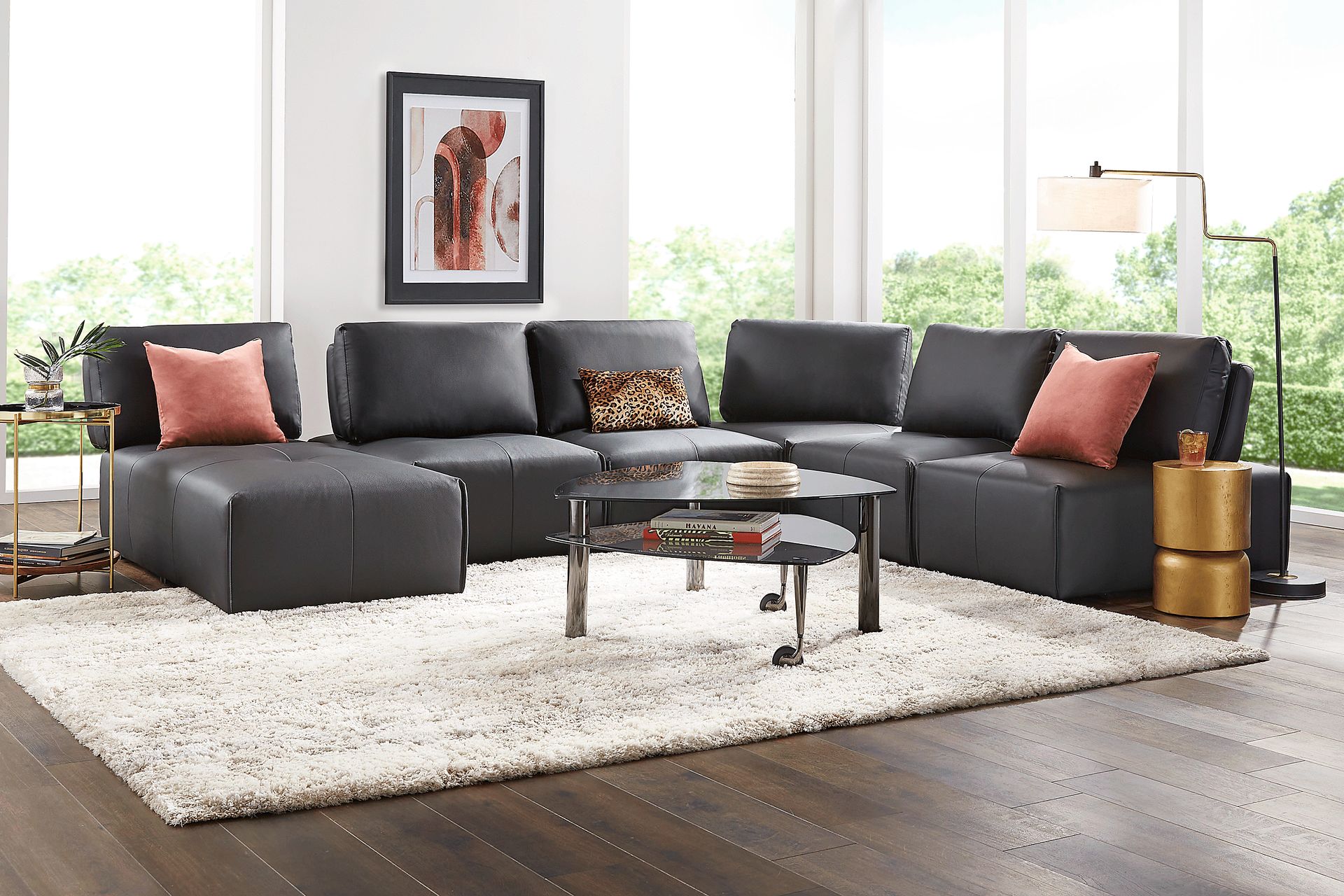 Davis Park Black 6 Pc Sectional - Image 1