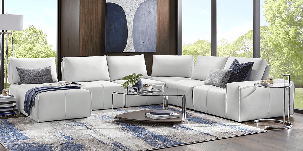 Davis Park Platinum Beige Polyurethane Fabric 6 Pc With Arm Right Left