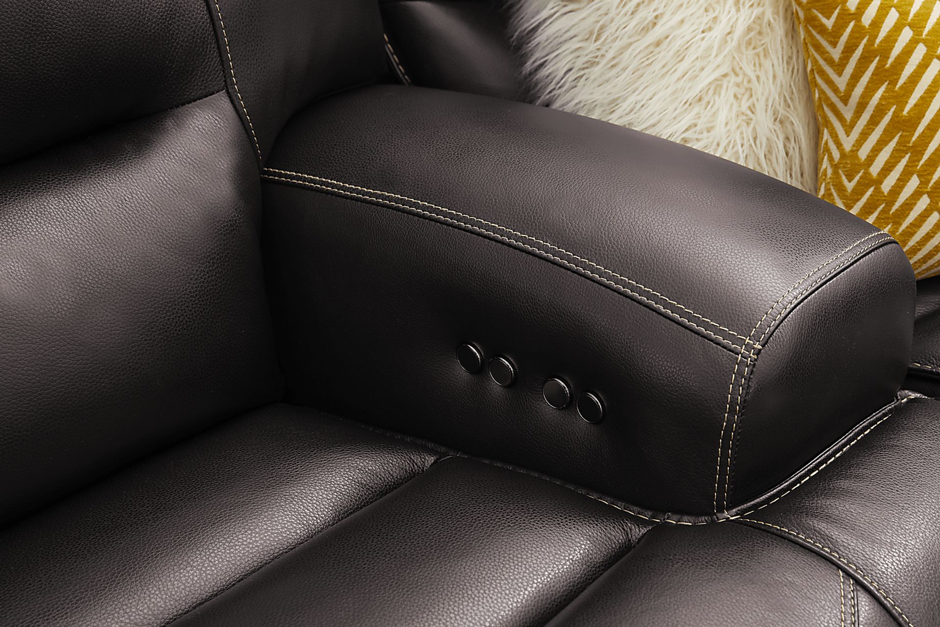 Davoli Black Leather 3 Pc Dual Power Reclining Sectional - Image 6