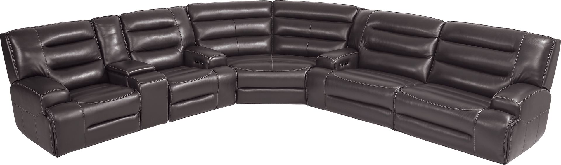 Davoli Black Leather 3 Pc Dual Power Reclining Sectional - Image 1