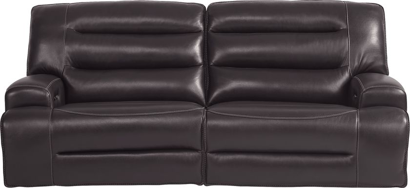 Davoli Black Leather Dual Power Reclining Sofa
