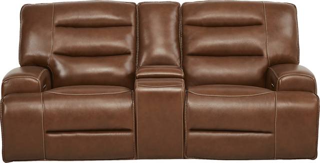 Davoli Caramel Leather 7 Pc Dual Power Reclining Living Room - Thumbnail - Image 3