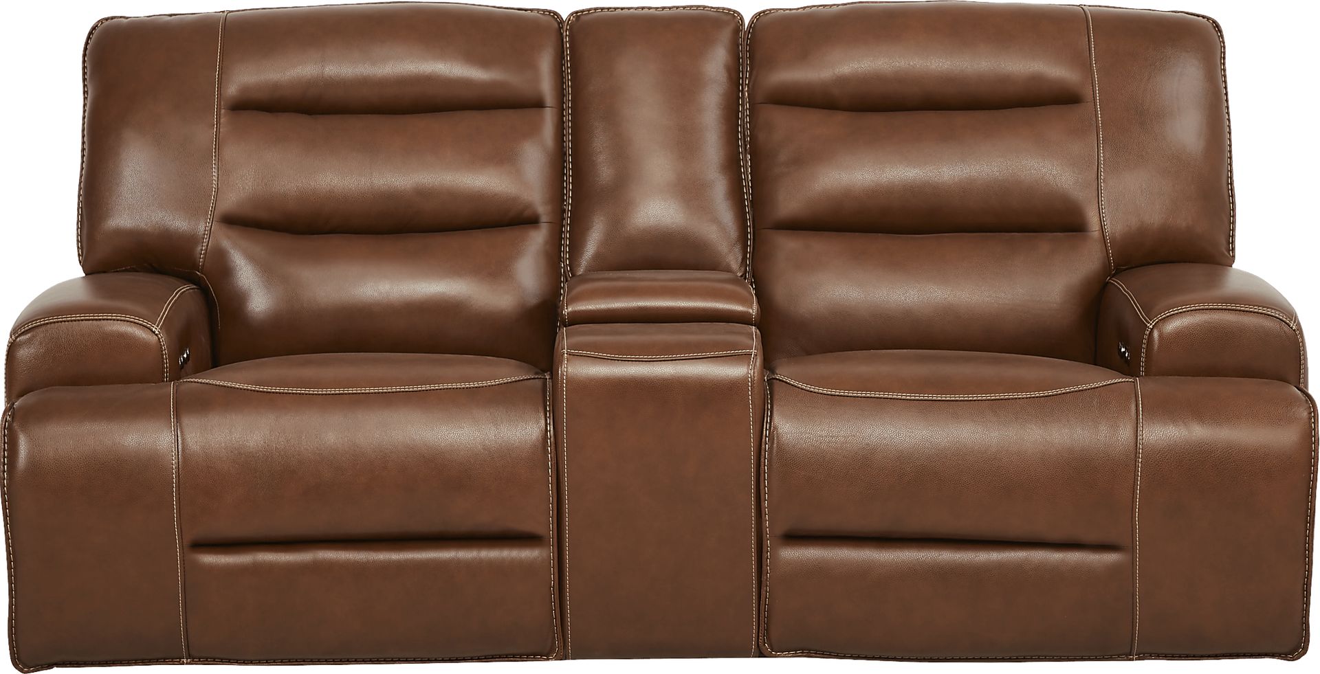 Davoli Caramel Leather 7 Pc Dual Power Reclining Living Room - Image 3