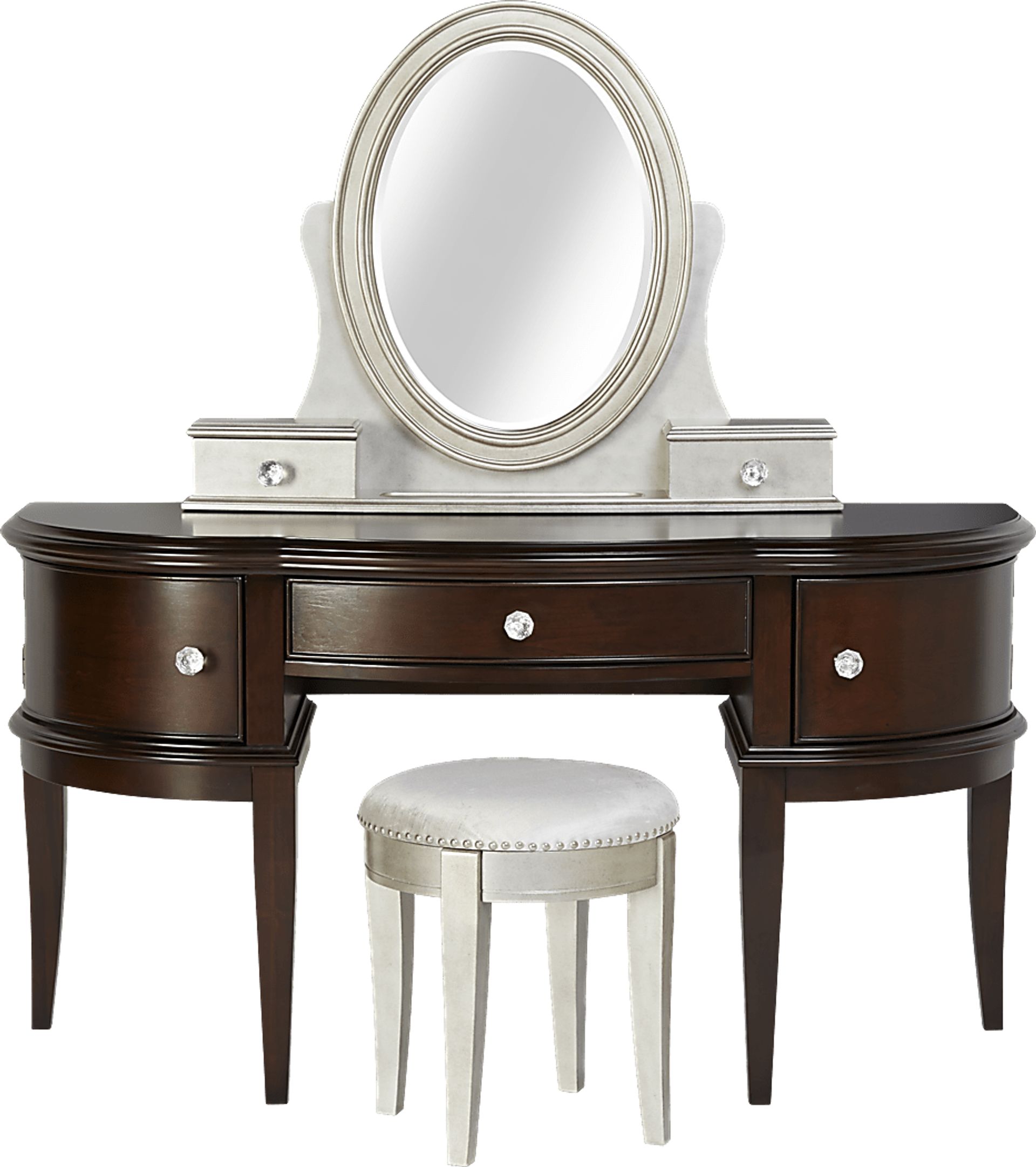 Dawn Court Cherry Vanity Desk, Mirror and Stool Set - Image 1