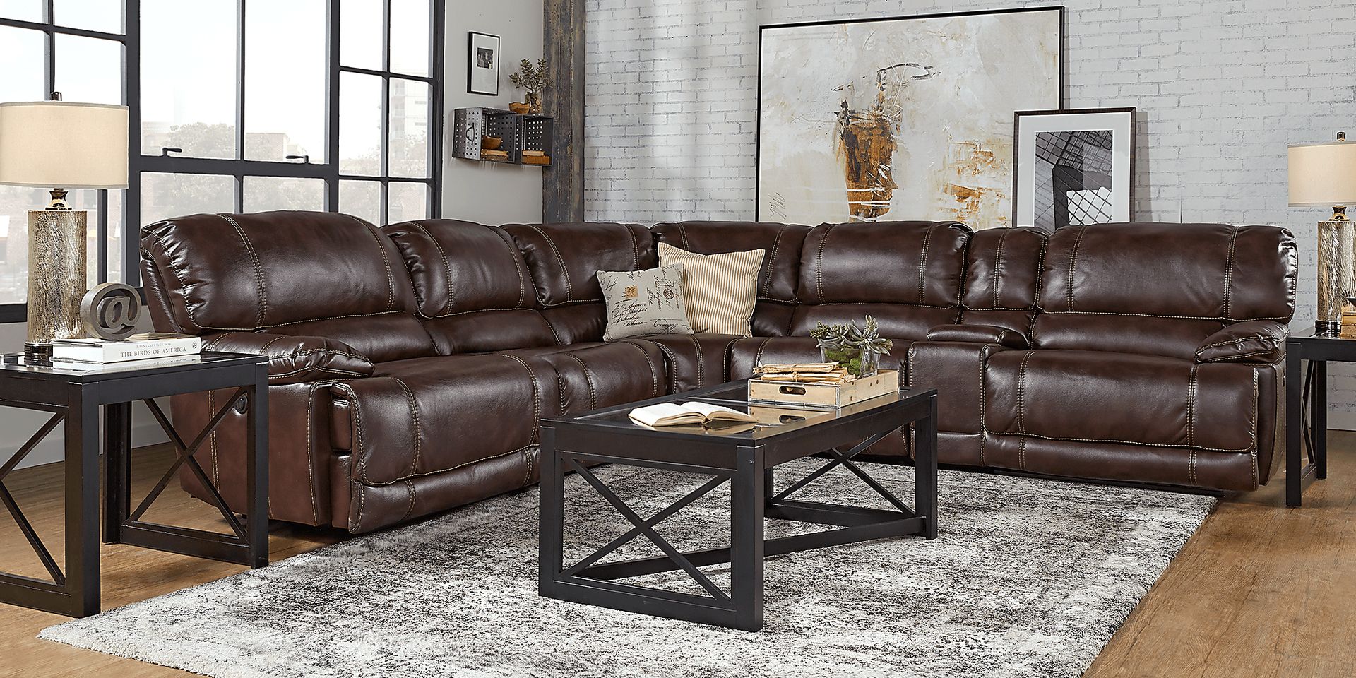 Dawson Valley Burgundy 6 Pc Power Reclining Sectional - Image 2