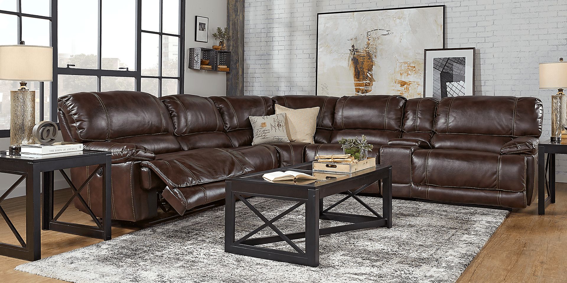 Dawson Valley Burgundy 6 Pc Power Reclining Sectional - Image 2
