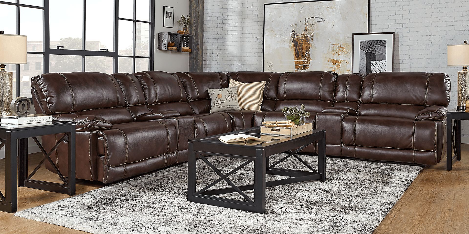 Dawson Valley Burgundy 7 Pc Power Reclining Sectional - Image 2