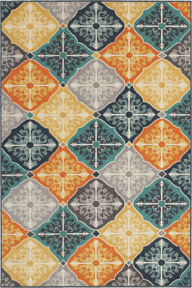 Dayala Blue 6'7 x 9'6 Indoor/Outdoor Rug - Thumbnail - Image 1