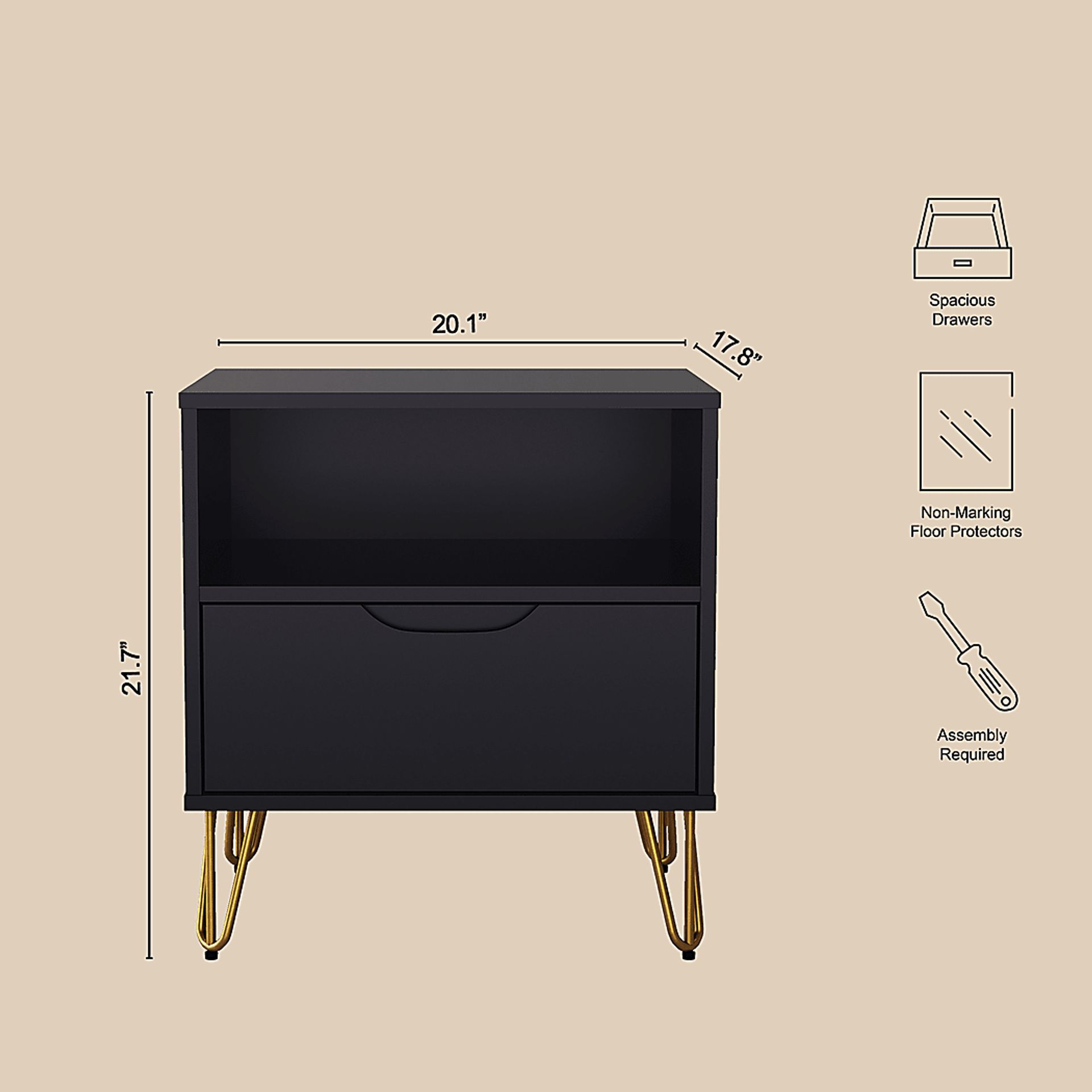 Daylo I Black Nightstand - Image 6