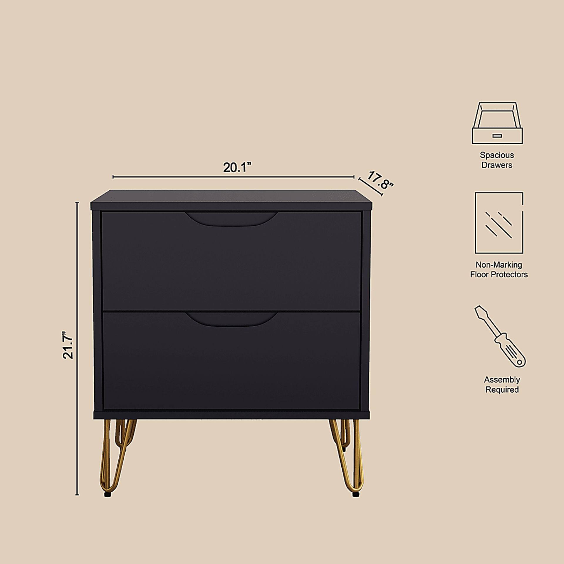 Daylo II Black Nightstand - Image 4