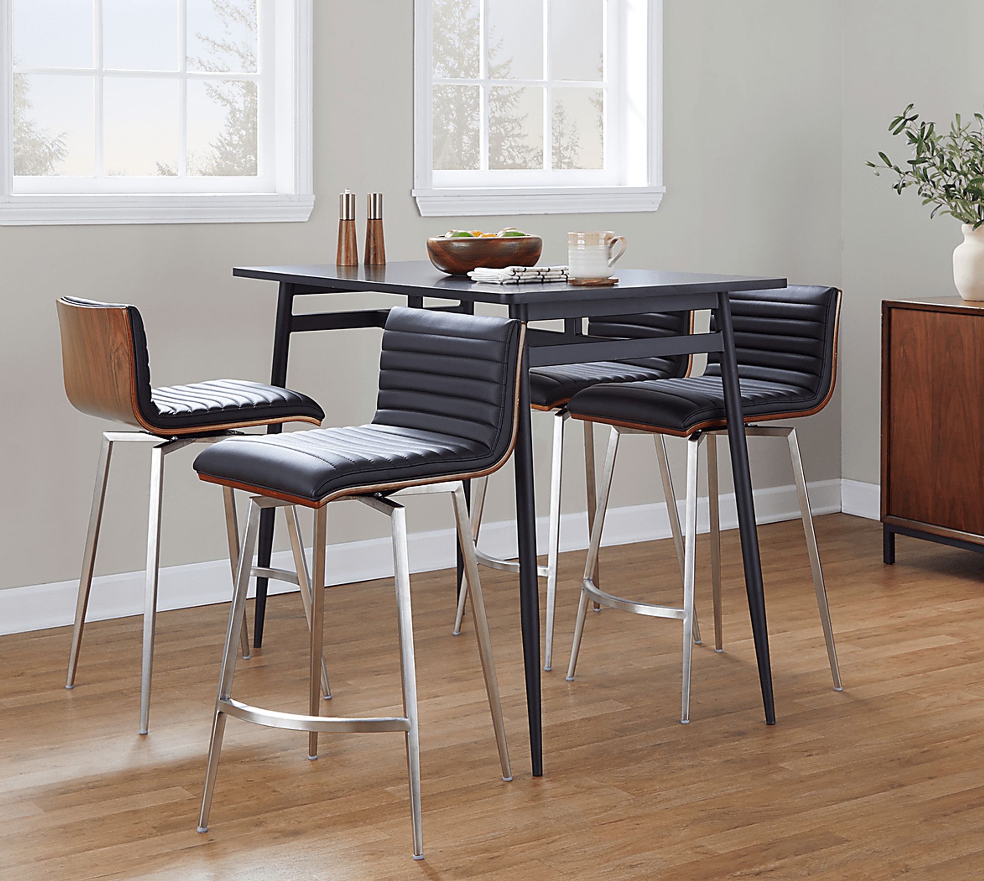 Dayze I Black Swivel 5 Pc Counter Height Dining Set - Image 3