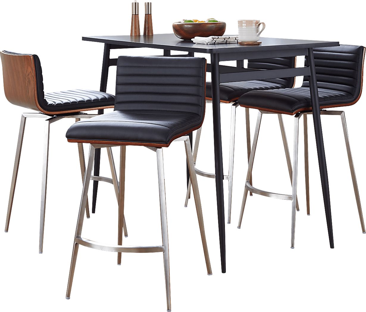 Dayze I Black Swivel 5 Pc Counter Height Dining Set