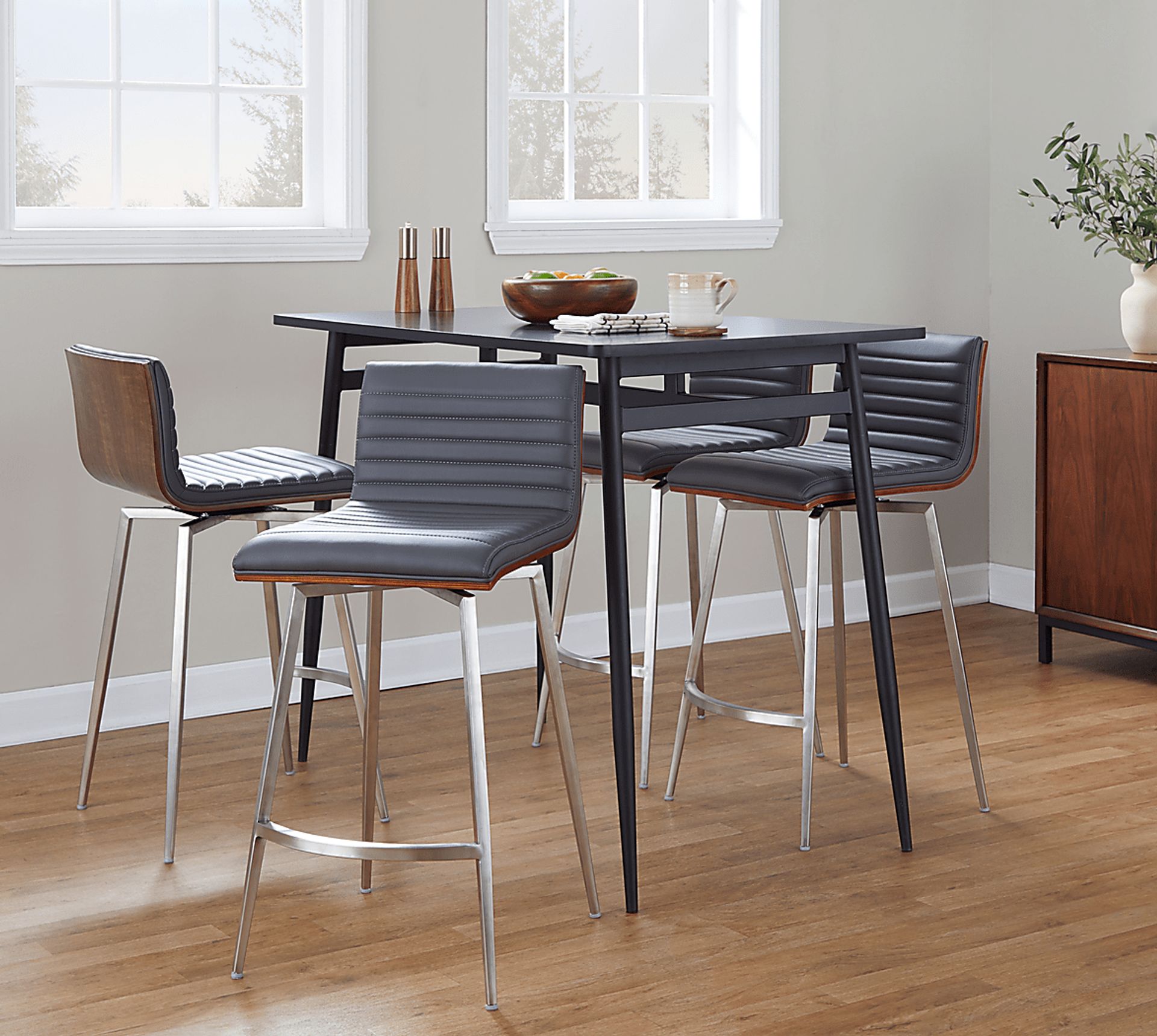 Dayze I Gray Swivel 5 Pc Counter Height Dining Set - Image 2