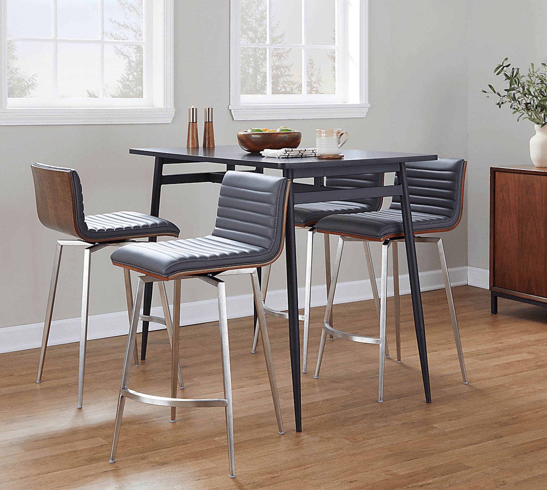 Dayze I Gray Swivel 5 Pc Counter Height Dining Set - Image 3
