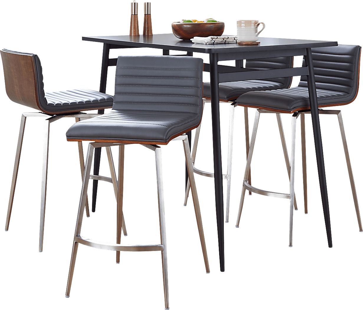Dayze I Gray Swivel 5 Pc Counter Height Dining Set