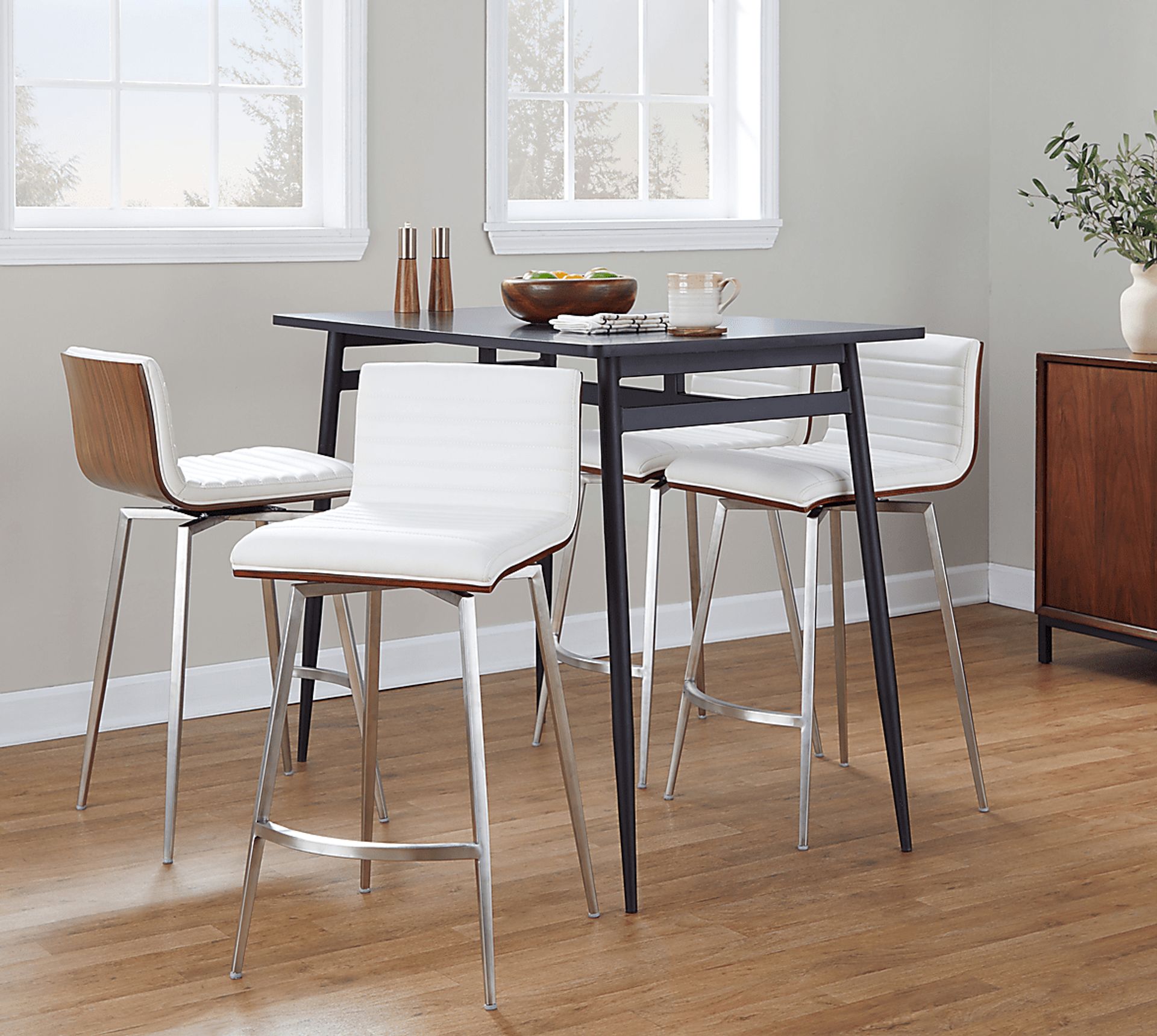 Dayze I White Swivel 5 Pc Counter Height Dining Set - Image 2