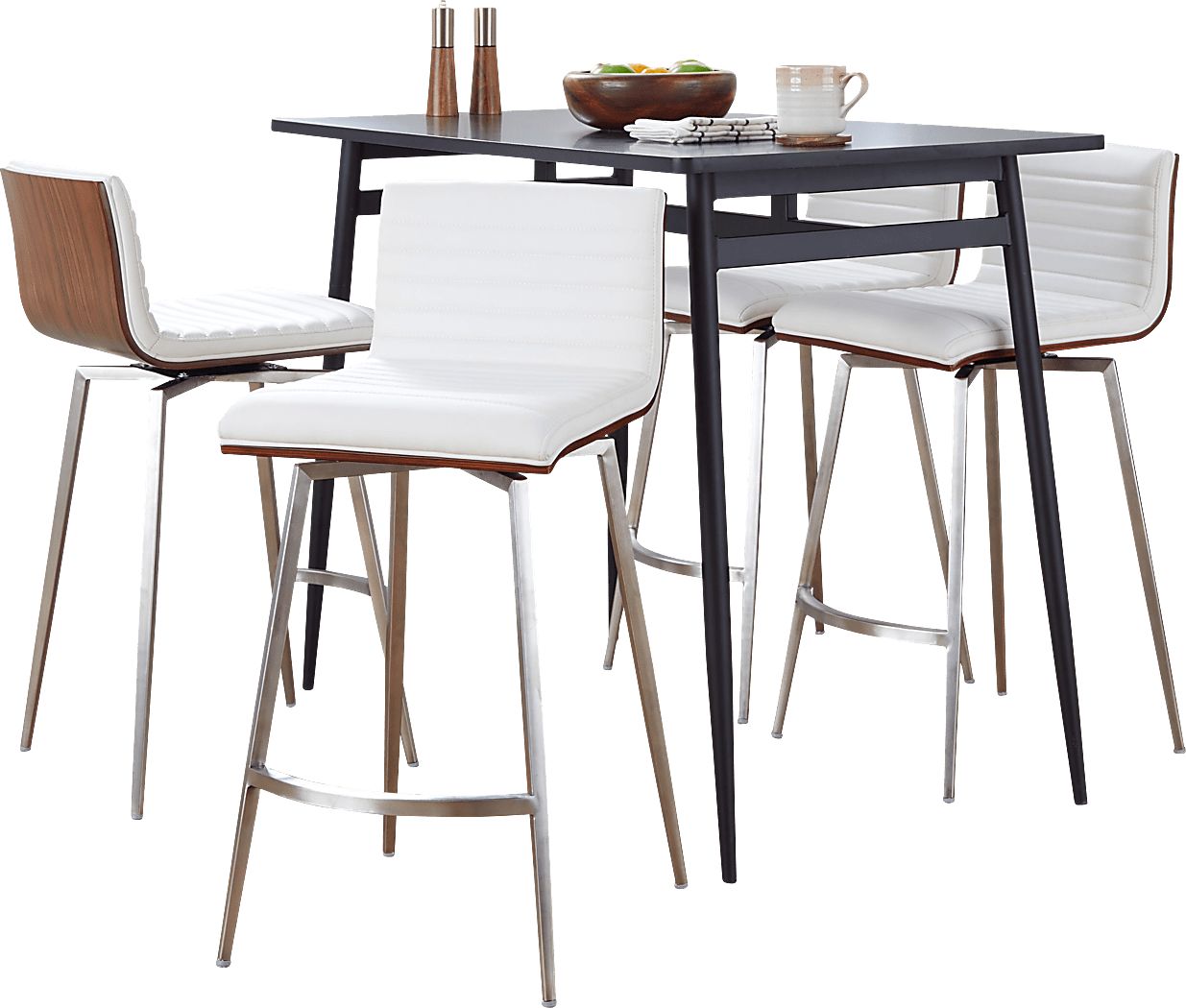 Dayze I White Swivel 5 Pc Counter Height Dining Set