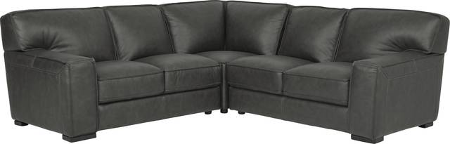 Cindy Crawford Home Deangelo Dark Gray Leather 3 Pc Sectional - Thumbnail - Image 1