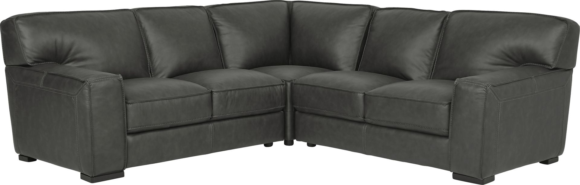 Cindy Crawford Home Deangelo Dark Gray Leather 3 Pc Sectional - Image 1