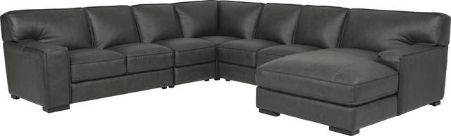 Cindy Crawford Home Deangelo Dark Gray Leather 5 Pc Sectional - Thumbnail - Image 1