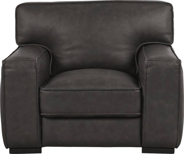 Cindy Crawford Home Deangelo Dark Gray Leather Chair - Thumbnail - Image 2