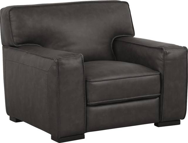 Cindy Crawford Home Deangelo Dark Gray Leather Chair - Thumbnail - Image 1